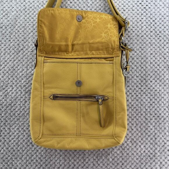 Fossil Hanover Leather Pebbled Crossbody Bag Butter Yellow Zipper Bag Purse Y2K - Picture 11 of 16